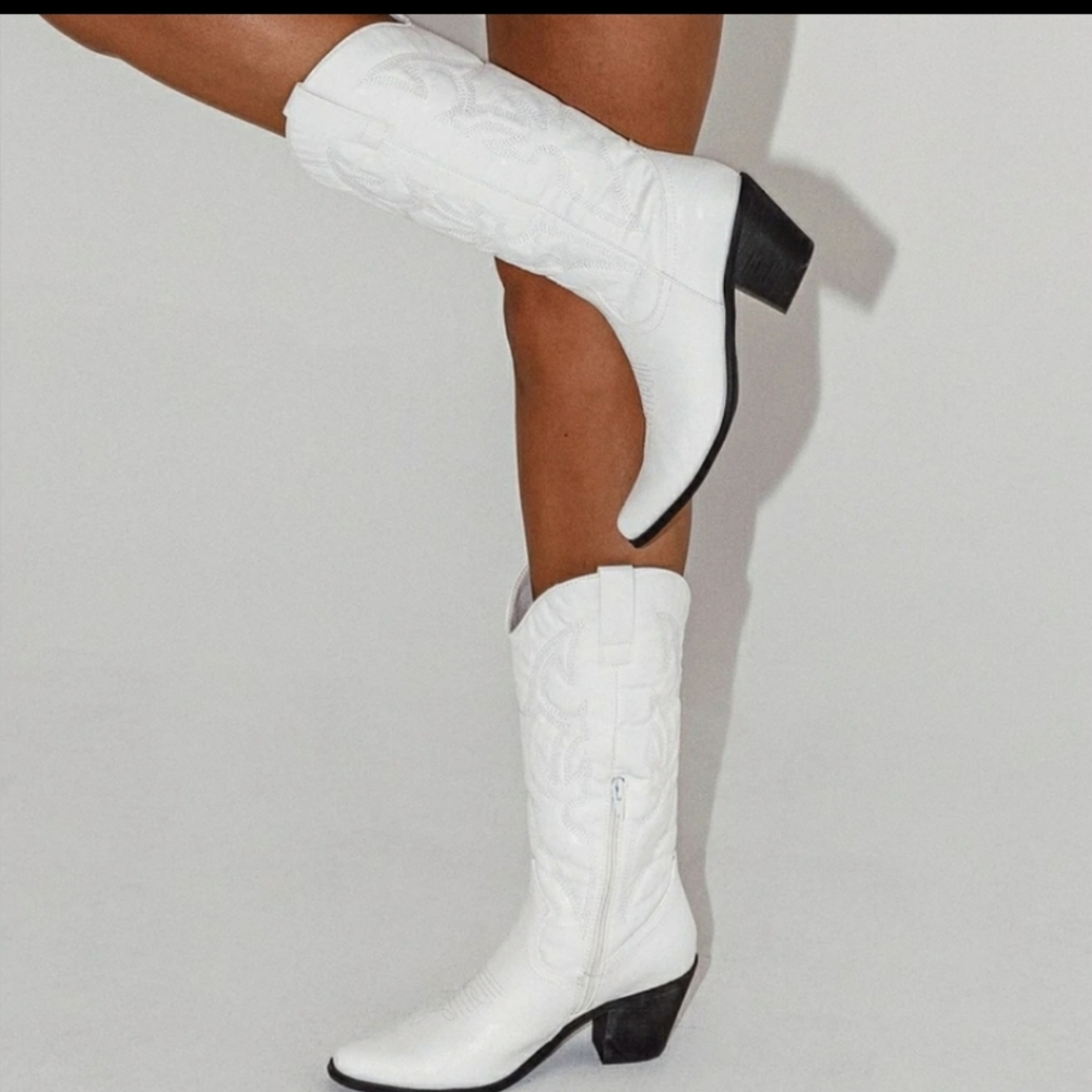 New Therapy Clayton Cowboy Boots White Size 7